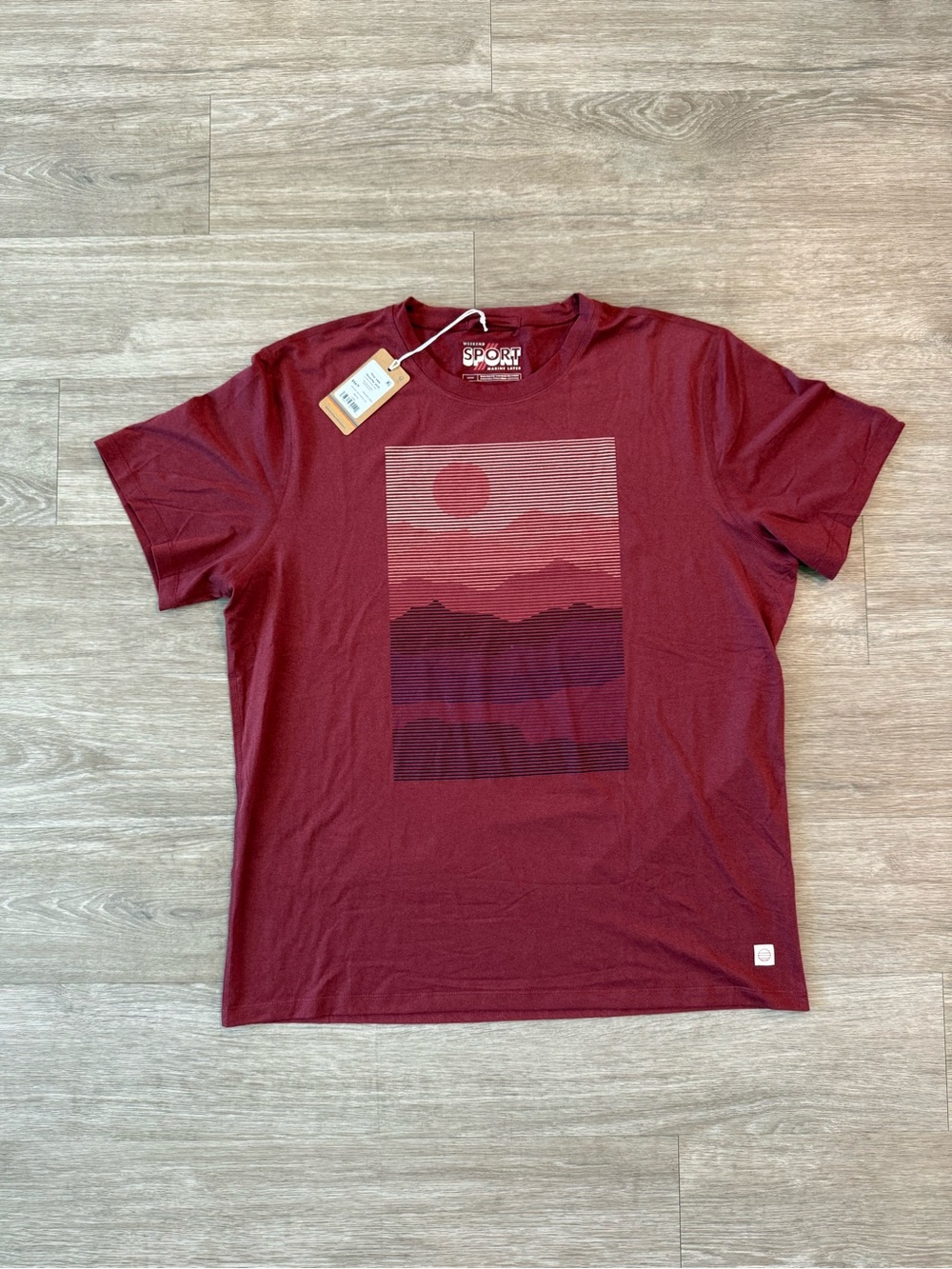 NWT Marine Layer Weekend Sport Tee in Maroon, Size L